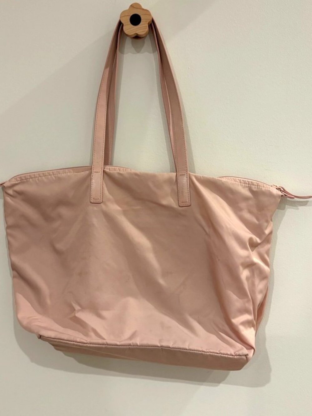 Everlane Blush Pink Nylon Tote with Leather Straps